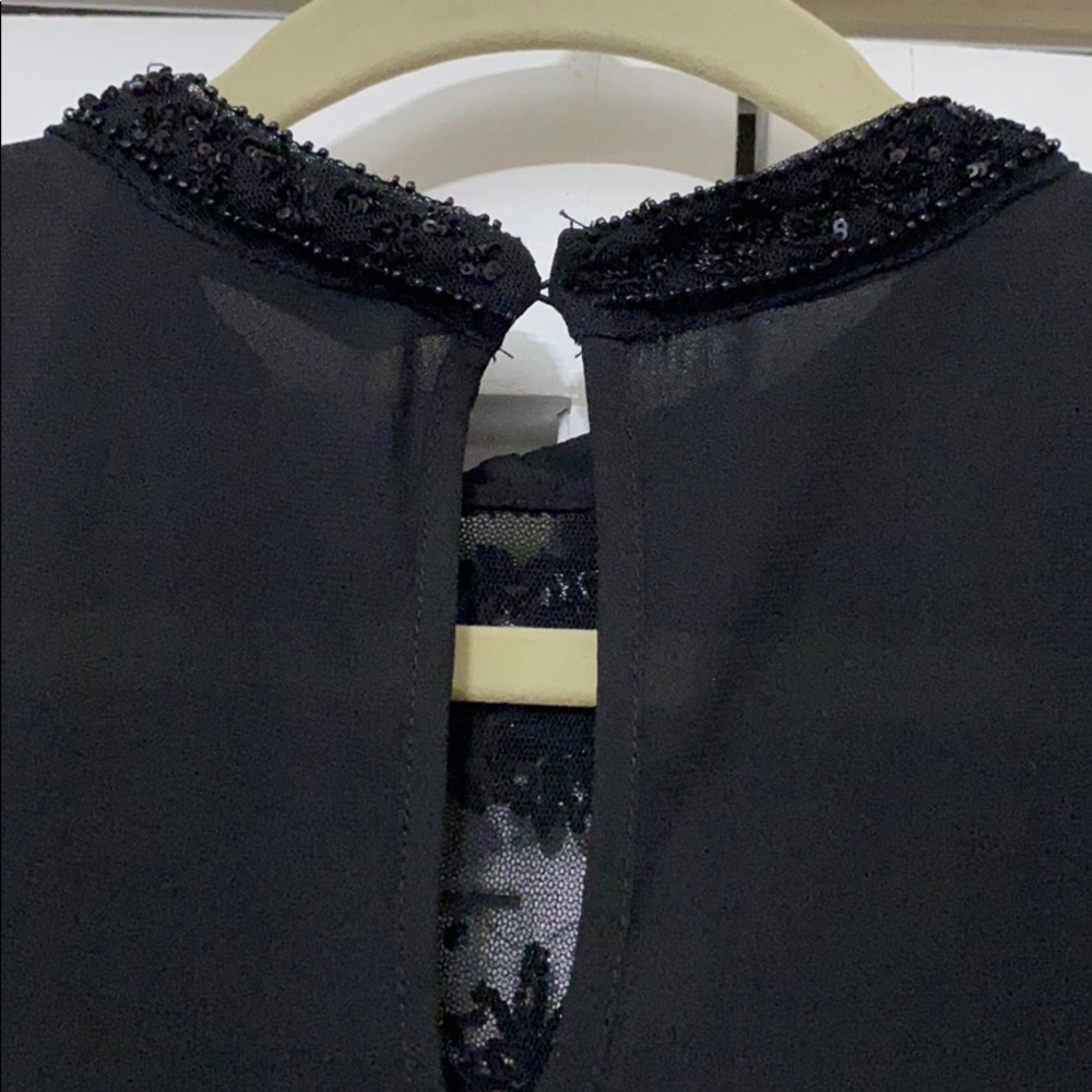 Beaded Black Long Tunic Blouse - image 8